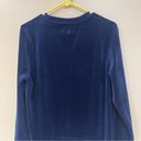 Zyia Active Velour Long Sleeve Sweatshirt Navy Blue Spell Out Athletic Womens M Photo 5