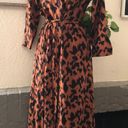 Cheetah leopard animal print classy button up down maxi shirt dress cinched waist and belt Multi Photo 1