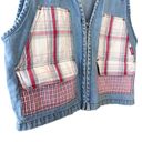 Women’s Vintage J J Fargo denim plaid patchwork zip up vest Blue Size M Photo 2