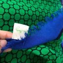 Vera Bradley  green and blue geometric print fringe scarf wrap 100% rayon Photo 2
