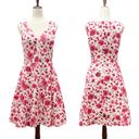 Oscar de la Renta  Pink & White Floral Stretch Cotton A-Line Dress Women’s Size 6 Photo 11