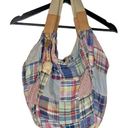 Tommy Hilfiger  Patchwork Madras Two Handle Bag 15" Inch Wide Retro Preppy Photo 0