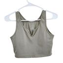 Klassy Network  Notch V Neck Crop Top Sage Green Cotton Brami Built In Bra Size M Photo 0