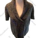 DKNY Gray Heather Knit Short Sleeve Cross Over V-Neck Pull Over Sweater Size M Photo 1