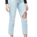 Good American - Good Cuts Skinny Boyfriend Jeans Light Wash Blown Out Knees Photo 0