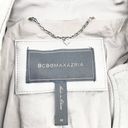 BCBGMAXAZRIA  Womens M Olympia Gray Faux Leather Moto Jacket Biker Classic Photo 7