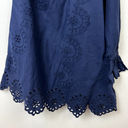 Hill House  Milla Linen Eyelet Mini One Shoulder Dress Womens Sz. Small Navy Blue Photo 5