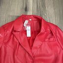 Anthropologie NEW DOLAN  Large Red Vegan Faux Leather Boyfriend Blazer Jacket Photo 5