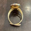 Vintage black and gold oval adjustable ring Photo 1