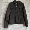 Young‎ La Denim Jacket Distressed Jean Hooded Mens Medium Black Youngla Photo 1