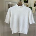 Bailey 44 Soft Mock Neck Fuzzy Faux Fur Pullover Sweater Short Sleeve White L Photo 0