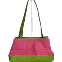 Tommy Hilfiger  Handbag Women Small Pink Canvas Green Croc Purse Shoulder Bag Photo 1