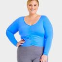 All In Motion  Flex Shirred Cropped Long Sleeve Workout Athleisure XL Blue NWT Photo 0