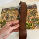 Vintage Distressed Stitched Brown Genuine Leather Eagle Buckle Belt Photo 5