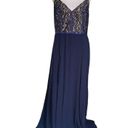 Fame and Partners  Navy Grosgrain Piped Lace Bodice Evening Gown Women’s Size 14 Photo 0