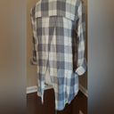 Blu Pepper NEW  Gray Plaid Button Down Open-Back Roll-Tab Sleeves ModCloth Top S Photo 4