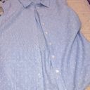 Draper James  by Reese Witherspoon size 4 blue striped Swiss dot button down top Photo 4