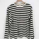 H&M Long Sleeve T-Shirt Striped Drop Shoulder Crew Neck Cream Black Women's S Photo 0