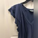 Maeve  Raw Hem Layered Ruffle Sleeve V Neck Top Photo 2