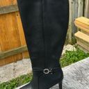 Bandolino  Black Leather  Heel Side Zip Knee High Boot 10 Photo 5