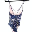 Victoria's Secret  Swimsuit Women's S Leopard Print One-Piece Blue Lace Up Back Photo 1