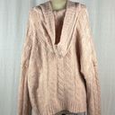 American Eagle  Pink Knit Pullover Cable Knit Hoodie Photo 3