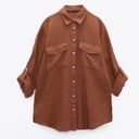 ZARA NWOT  Oversized Linen Shirt in Terracotta Size S Photo 4