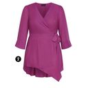 City Chic City Chick Wrap Shibara Vibes Top Magenta Size 14 Photo 1