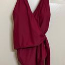 Glowbeam Burgundy Side Tie Plunge Neckline One Piece Swimsuit Photo 3