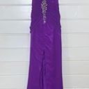 Night Moves  purple jeweled lace up back prom dress Photo 4