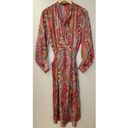 ZARA  Paisley Printed Midi Long Sleeve Belted Bold Vibrant Colorful Dress Photo 3