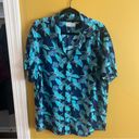 Krass&co Cotton & . button down, blue floral Hawaiian top, oversized,  Large Photo 2