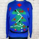 Vintage Blue  and green Christmas tree knit sweater Photo 0