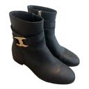 Tory Burch Tory.Burch Gemini Link Black Ankle Booties Boots Pebbled Leather Size 6 Women's Photo 1