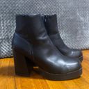 Black Leather Heeled Boots Size 7 Photo 0