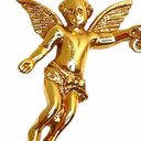 Cherub Holding a Heart Brooch, Gold Tone Photo 1