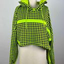 Ivy Park  x Adidas Solar Green Houndstooth Cropped Long Sleeve Hoodie Size Large Photo 1