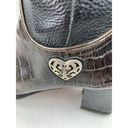 Brighton  Toby Western Cowboy Boots Women Size 8.5 Brown Leather Heart Charm Croc Photo 10