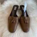 DKNY  City Woman’s Brown Leather Slip On Heel Mule Shoe Size 9 Photo 1