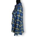 Wild Fable  Womens Juniors Shirt M Spliced Blue Plaid Flannel Tunic Pockets NEW Photo 6