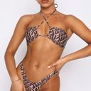 White Fox Boutique Summer Sea Bikini Top Chocolate Monogram Print Photo 1