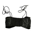 Pilcro Anthropologie Black Faux Leather Bandeau Crop Top Photo 4