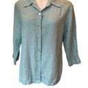 Chico's  Button Front Linen Relaxed Fit Blouse Blue/White Stripe, Sz Large… Photo 6