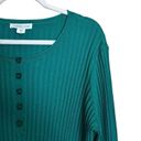 Coldwater Creek  Sweater Womens 2X Green Ribbed Pullover Long Sleeve Sweatshirt Photo 2