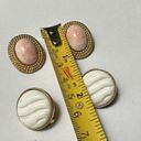 Monet Marvella White &  Pink Pair Signed Gold Tone Clip On Earrings Lot Of 2 Photo 6