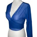 GIGI C Tina Wrap Mesh Top in Cobalt Large New Womens Swim Cover Up Blue Photo 5