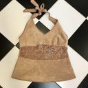 Cache NWT Y2K Vintage  Deadstock Tan Suede Tan Halter Top Cut Outs Cowgirl sz 12 Photo 0