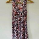Jessica Simpson Floral Blue Pink Maxi Dress Asymmetric Hem Ruched Waist Sleeveless Photo 8