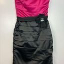 White House | Black Market WHBM Pink/Black Satin Strapless Rhinestone Bodycon Pencil Dress Size 4 Photo 0