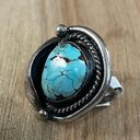 Vintage Blue  Turquoise Leaf Ring, Sterling Silver Native American Ring Sz 5.5 Photo 5